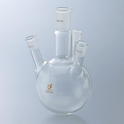 日本亞速旺 ASONE 0082-07-10 通用磨口四口燒瓶 共通摺合四つ口フラスコ FLASK GLASS 1-4362-01